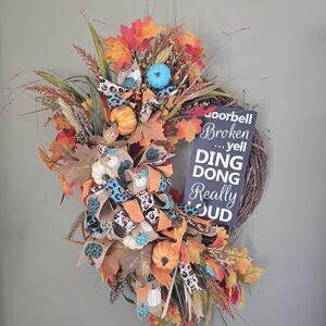 Autumn Harvest Wreath with Sign